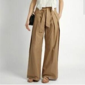 SEA NY Wide Leg Poplin Cotton Tie Waist Pants Sz 4